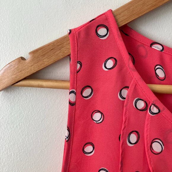 Kohl's Elle Retro Chic Coral Hoop Sleeveless Blouse Tank Top, New with Tags - Picture 2 of 12